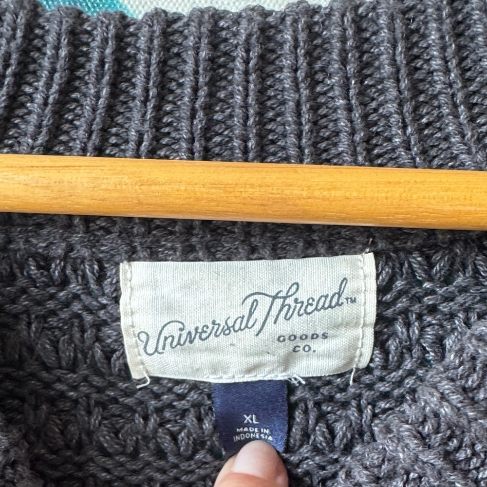 Universal Thread Dark Grey Waffle Knit Crewneck Sweater - Picture 2 of 2